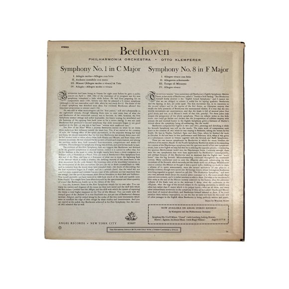 Vintage Classical Vinyl Beethoven Symphony No.1 & 8 Otto Klemperer - Picture 2 of 4